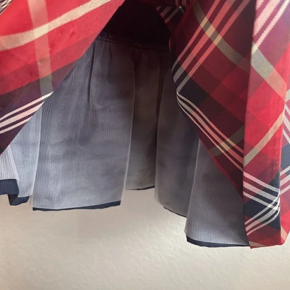 Kinloch Anderson Scotland Dress Girls 11 140 Blue Red Plaid Buttons Classic